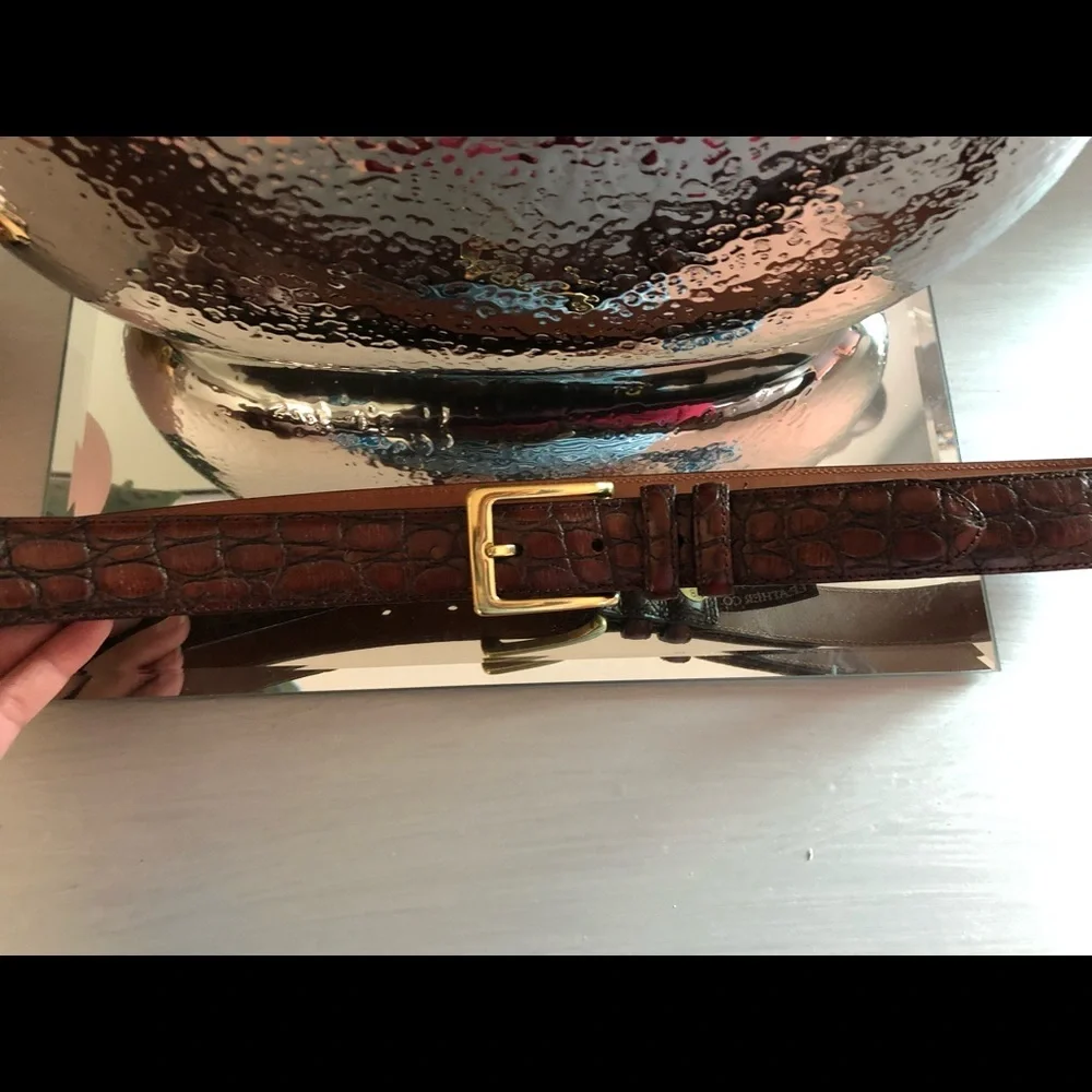 ARDEN LEATHER CO. BELT MENS BROWN FAUX CROC .